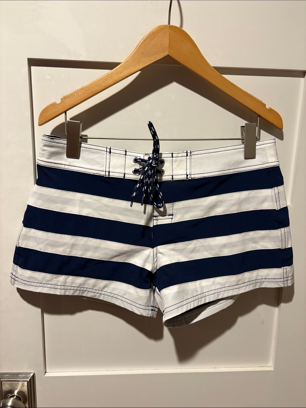 Greenlines Striped Navy and White Women’s Board Shorts